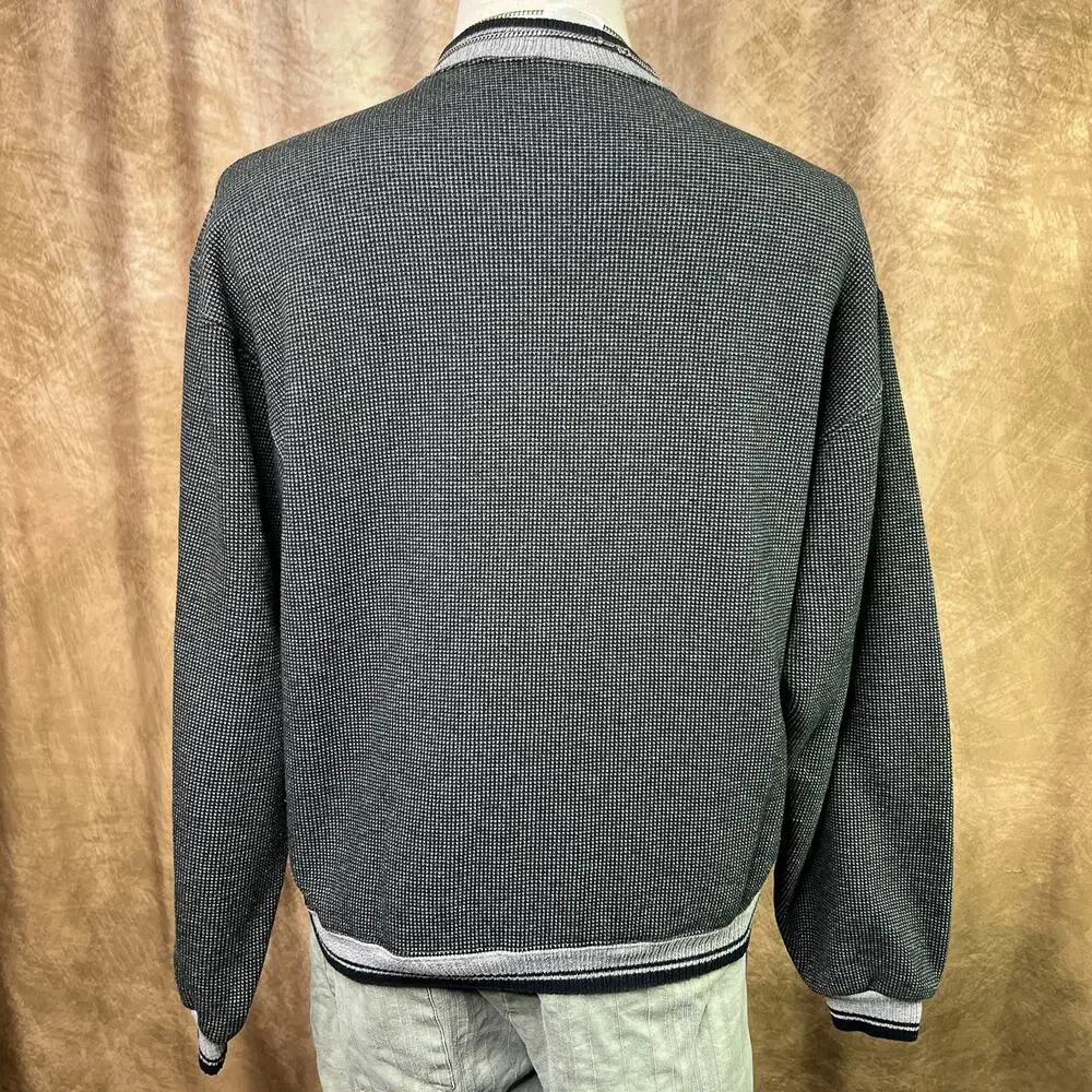 Vintage Waffle Knit Sweater 90s Gray Long Sleeve Pullover Crewneck Sweatshirt